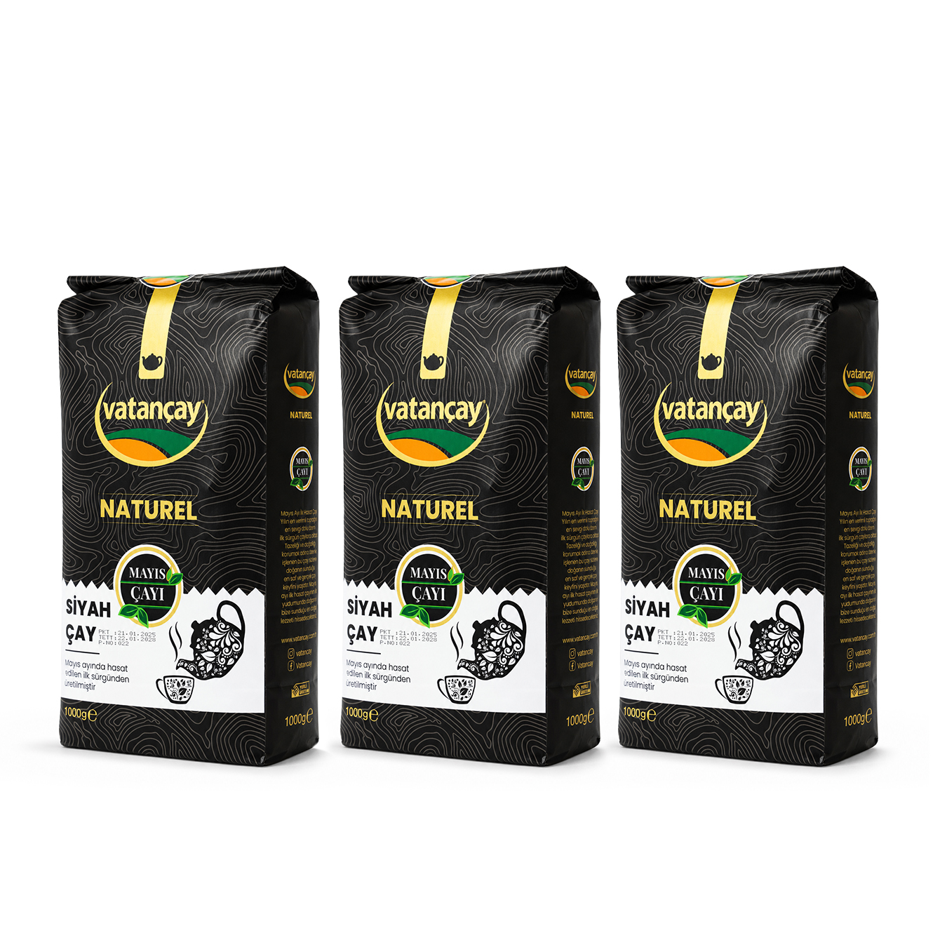 Naturel Siyah Çay 1000 Gr 3 Adet